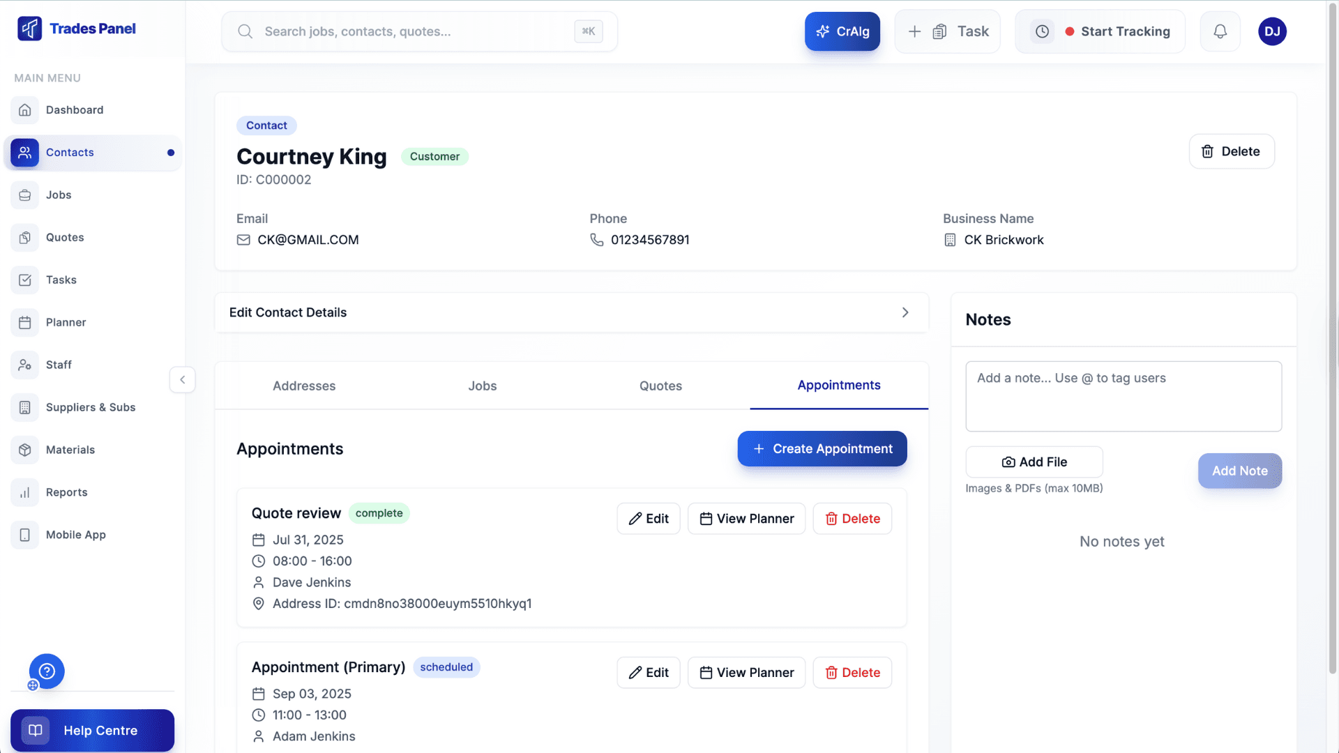 Customer Management System screenshot